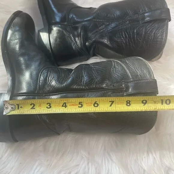 Vintage Justin Classic Black Roper USA Style 3133 Cowboy Boots Mens Size 8 - Picture 13 of 15